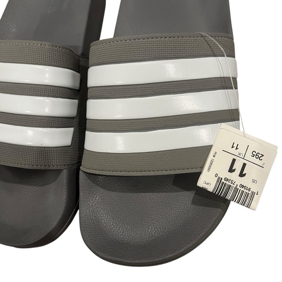 NWT, Men's Adidas Adilette Shower Slides Grey/White, Sz 11 - Picture 9 of 11